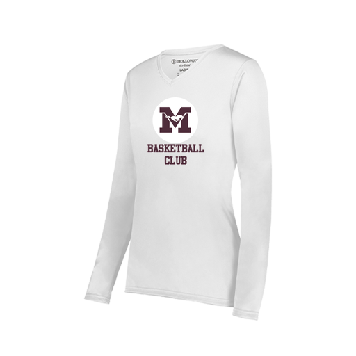 [222824.005.S-LOGO1] Ladies LS Smooth Sport Shirt (Female Adult S, White)